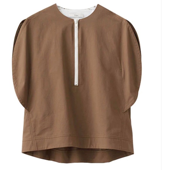 Tibi Tops - Tibi Miriam Twill Origami Top - Olive Green NWT